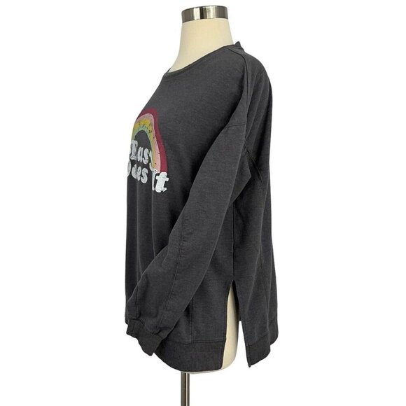Wildfox Size M Easy Does It Sweatshirt Rainbow Grey Long Sleeve Comfort Women's - Picture 4 of 10
